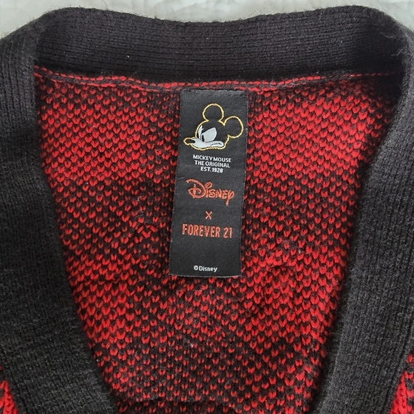 Disney X Forever 21 Mickey Crested Varsity Sweater Cardigan Buffalo Plaid - Picture 7 of 15
